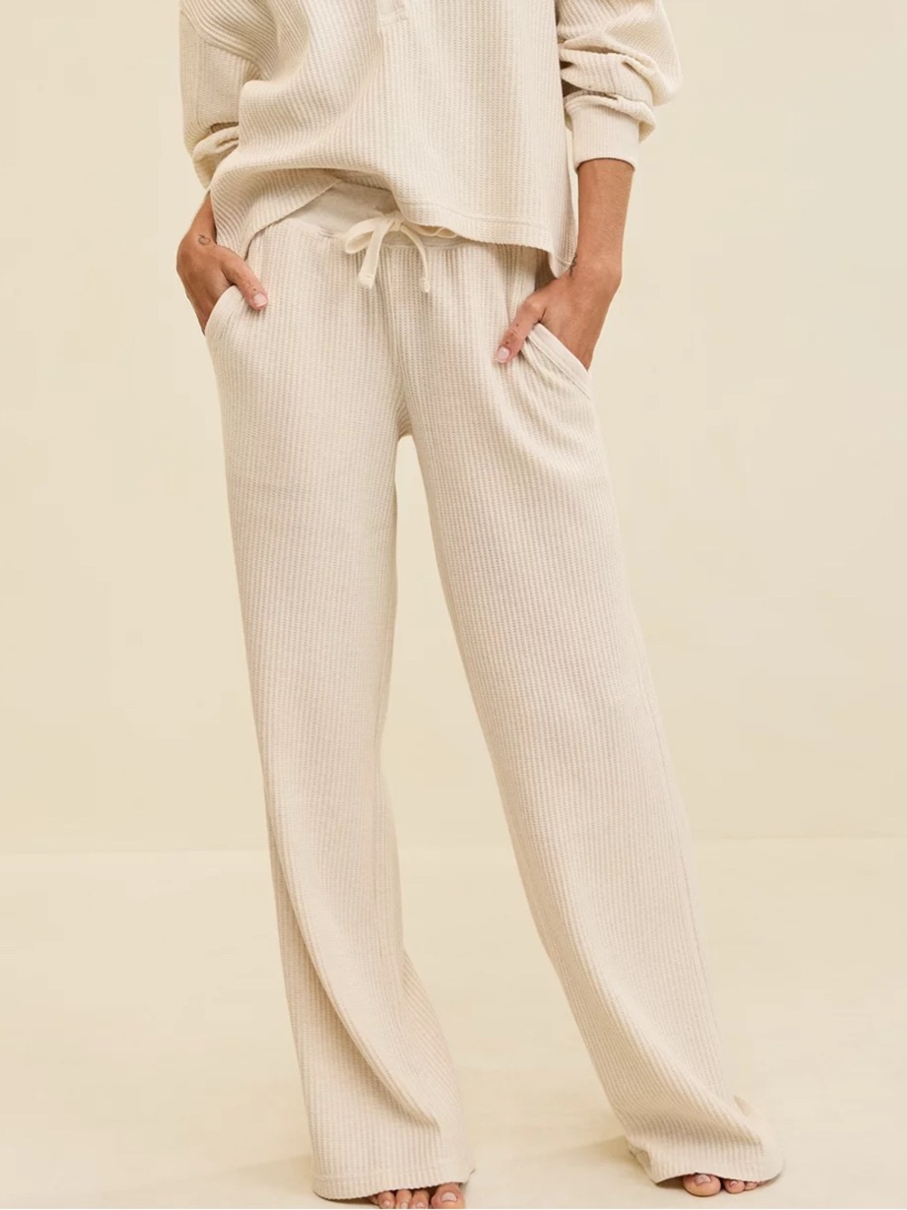 Aerie Waffle Knit Wide Leg Pants